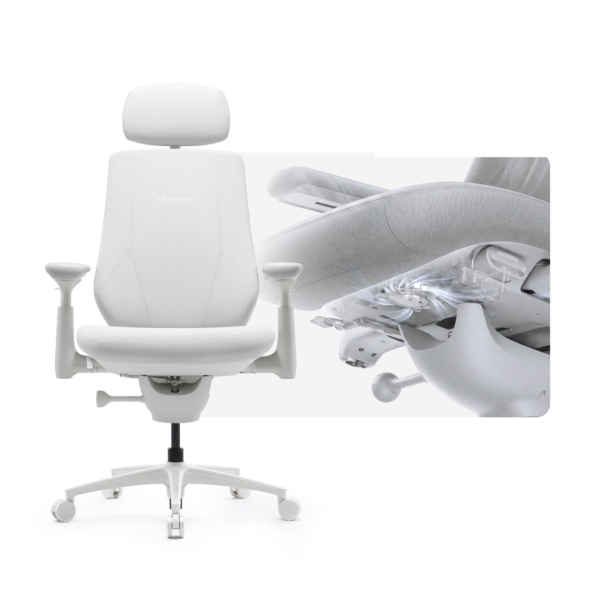 LiberNovo Maxis Airflow – Big & Tall Dynamic Ergonomic Chair with Footrest – Glacier