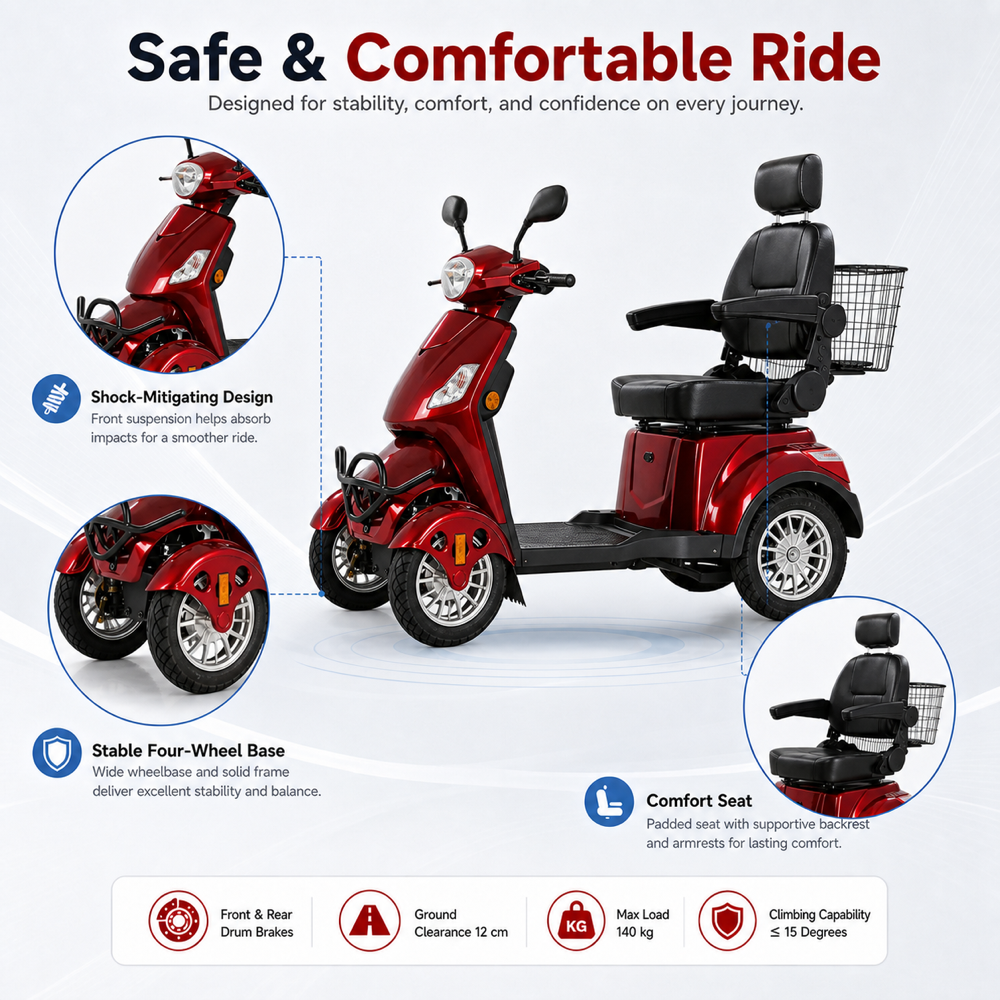 Hubsite Compact Mobility Aid Scooter - Elderly & Disability, 10km/h Footpath Legal, 140kg Capacity