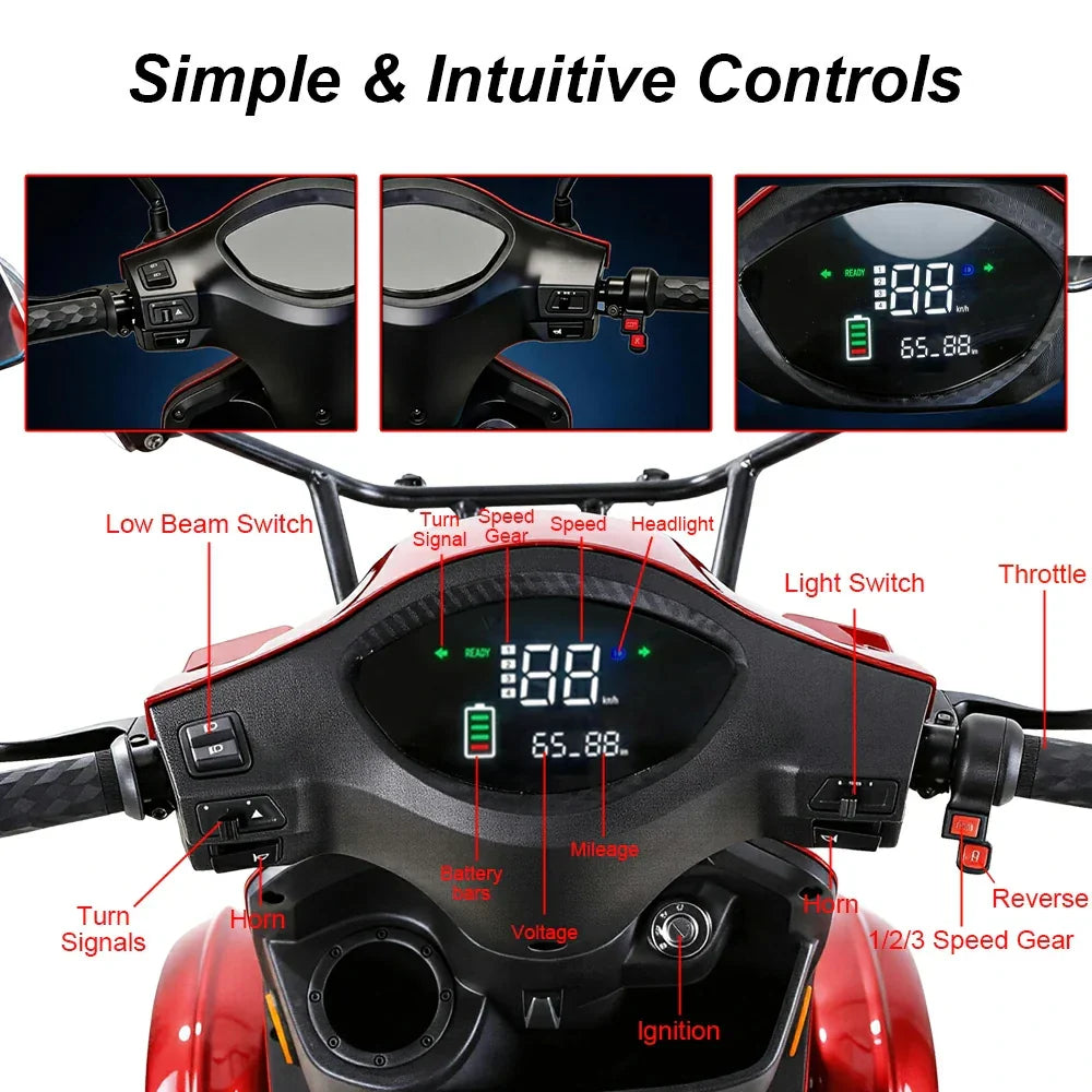 Livara B03 4-Wheel Electric Mobility Scooter - 10km/h Public-Use Limit, 500W, 150kg Capacity