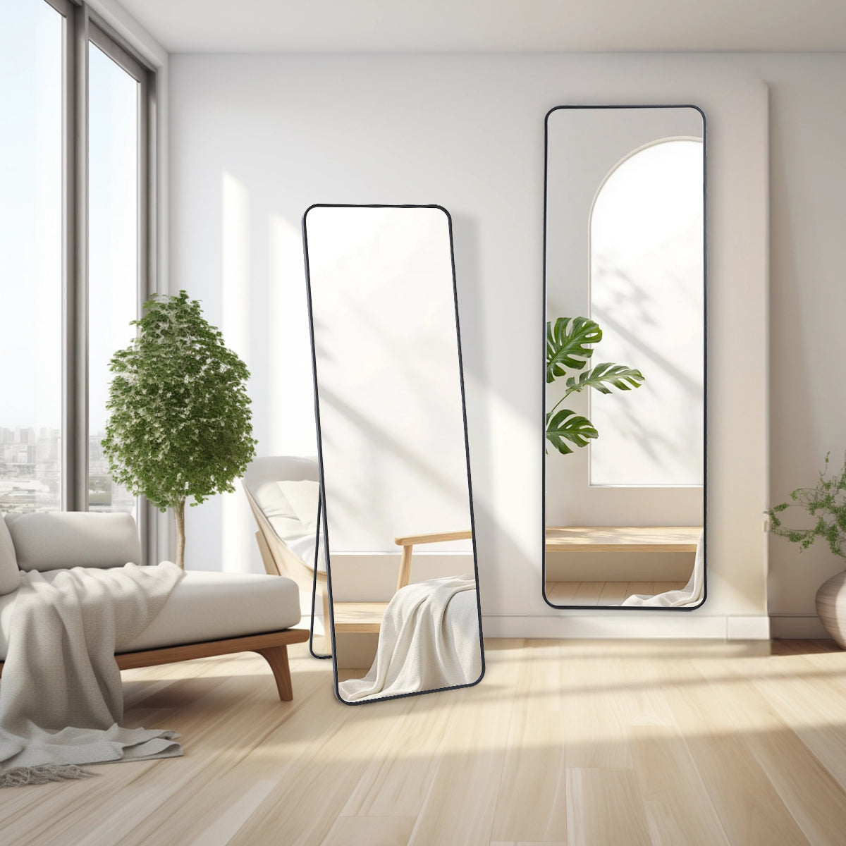 Full length mirror styled in living room