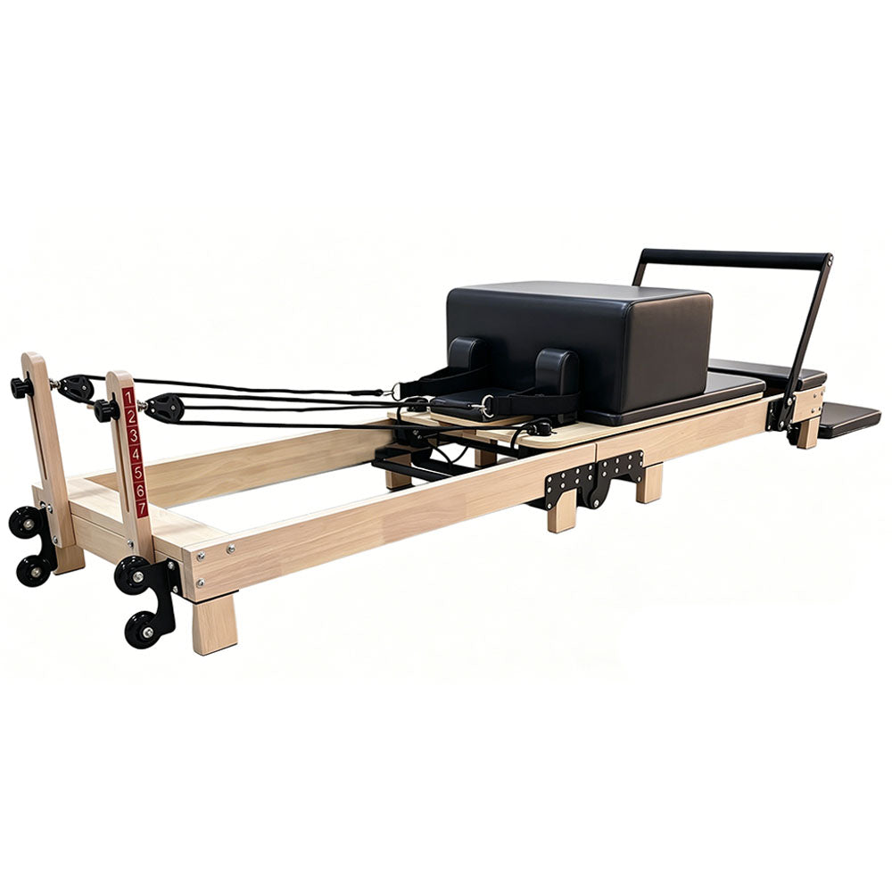 Foldable Oak Wood Pilates Reformer - Home Studio Edition, 6-Spring with Jump Board