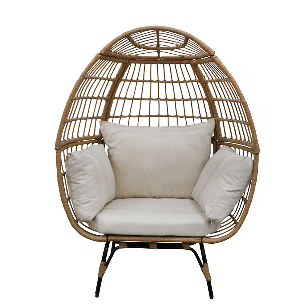 PE Rattan Egg Chair - Modern Living Room, 9-Part Steel Frame