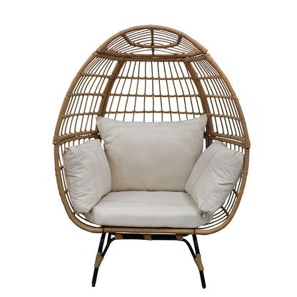 PE Rattan Egg Chair - Modern Living Room, 9-Part Steel Frame