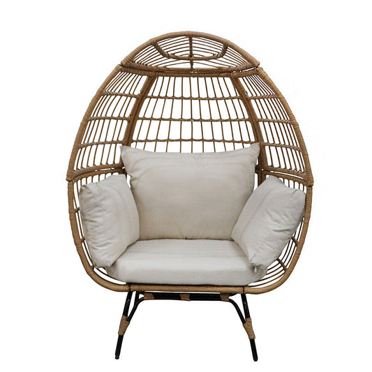 PE Rattan Egg Chair - Modern Living Room, 9-Part Steel Frame