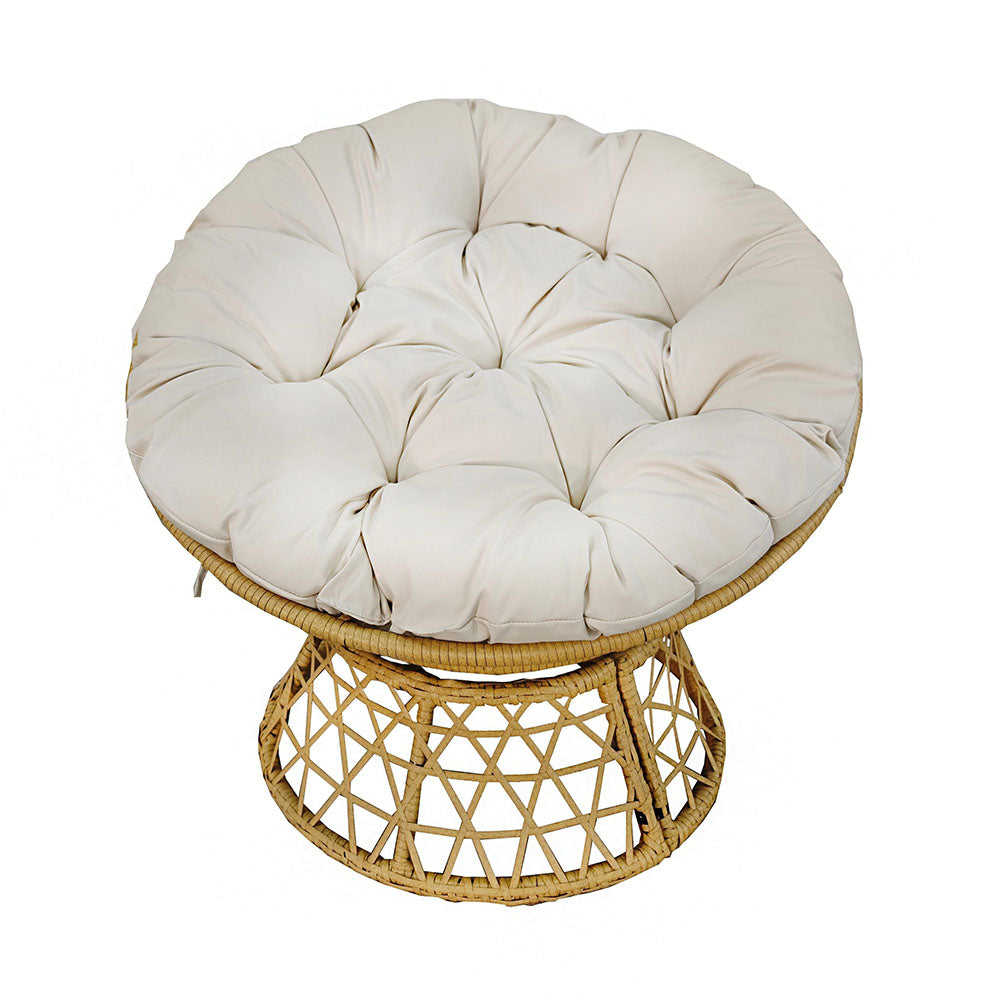 PE Rattan Papasan Chair - Modern Living Room, Steel Frame, Thick Cushion