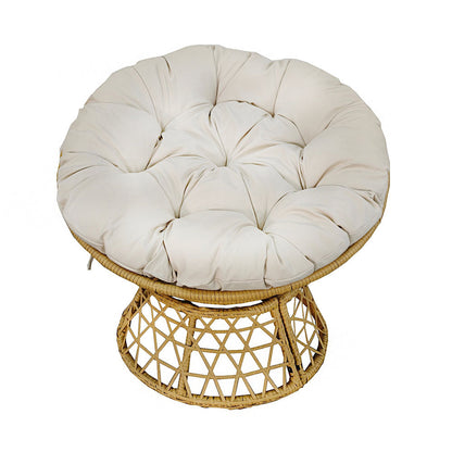 PE Rattan Papasan Chair - Modern Living Room, Steel Frame, Thick Cushion