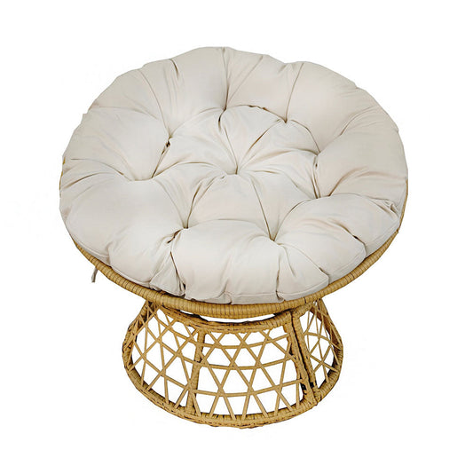 PE Rattan Papasan Chair - Modern Living Room, Steel Frame, Thick Cushion