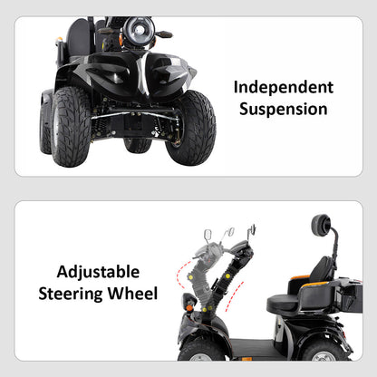 Livara DJD Adjustable Electric Mobility Scooter - 10km/h Public-Use Limit, 1000W, 60V 20Ah