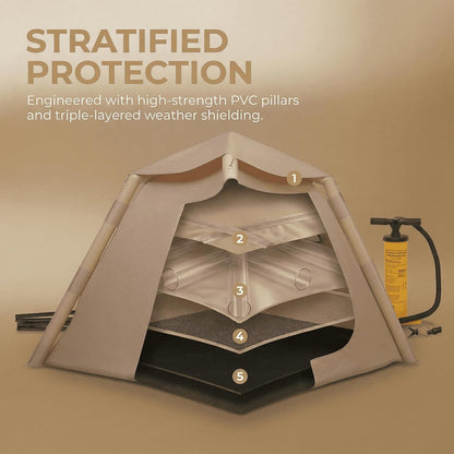 Inflatable Air Camping Tent 220 × 220 cm – 1-Minute Pump Setup, Waterproof 4-Season Cabin