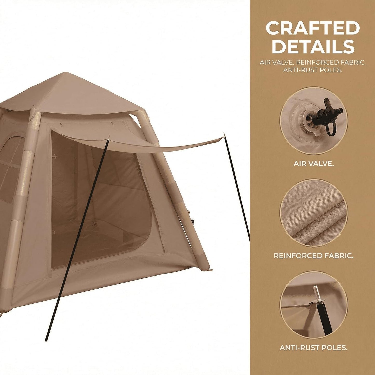 Inflatable Air Camping Tent 220 × 220 cm – 1-Minute Pump Setup, Waterproof 4-Season Cabin
