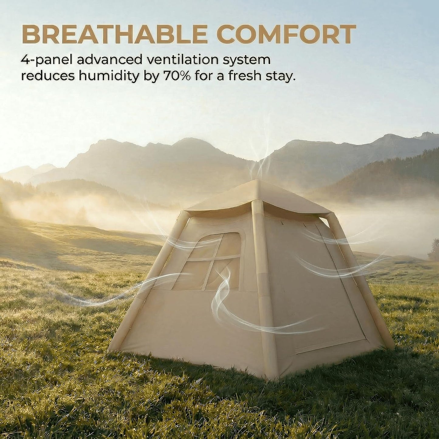 Inflatable Air Camping Tent 220 × 220 cm – 1-Minute Pump Setup, Waterproof 4-Season Cabin