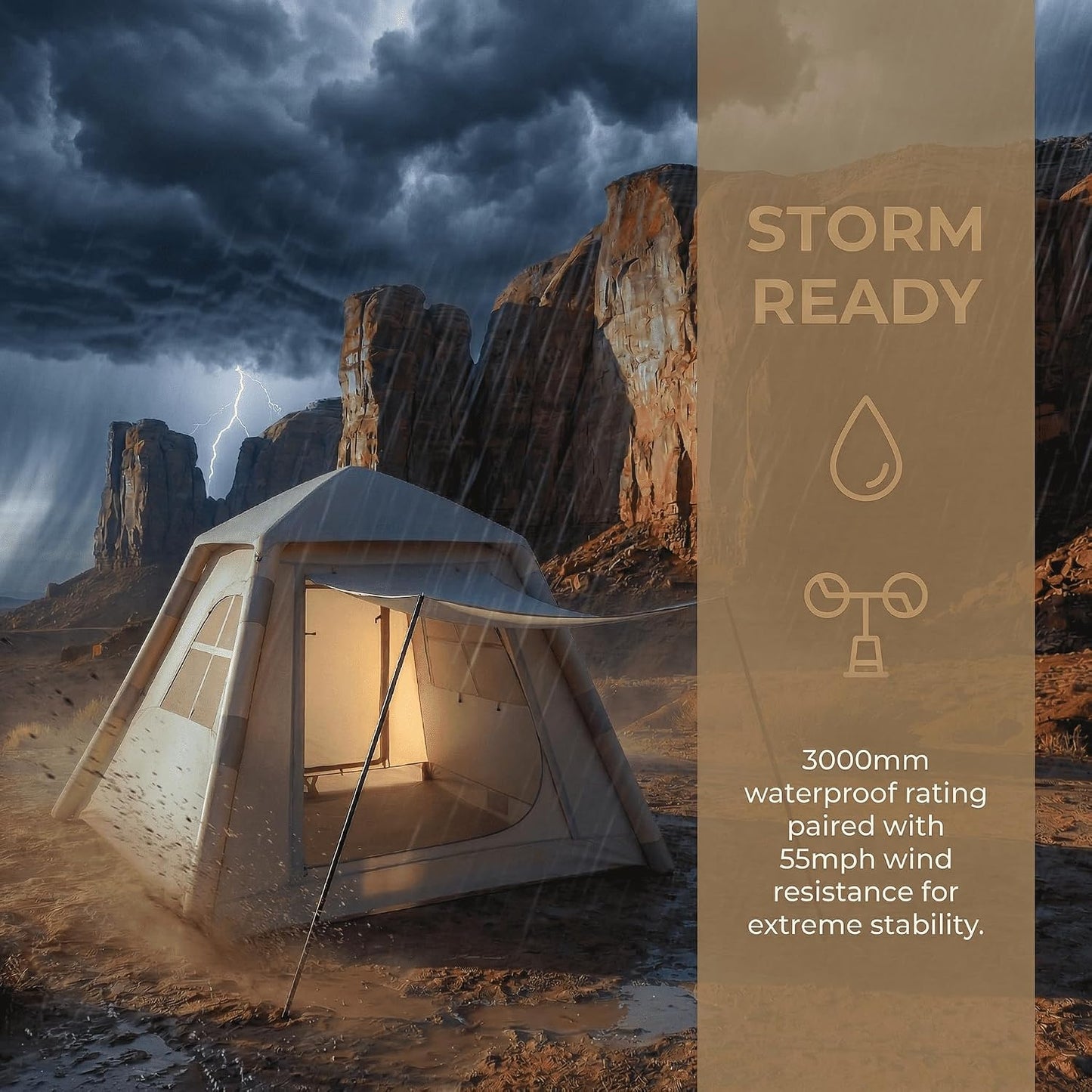 Inflatable Air Camping Tent 220 × 220 cm – 1-Minute Pump Setup, Waterproof 4-Season Cabin