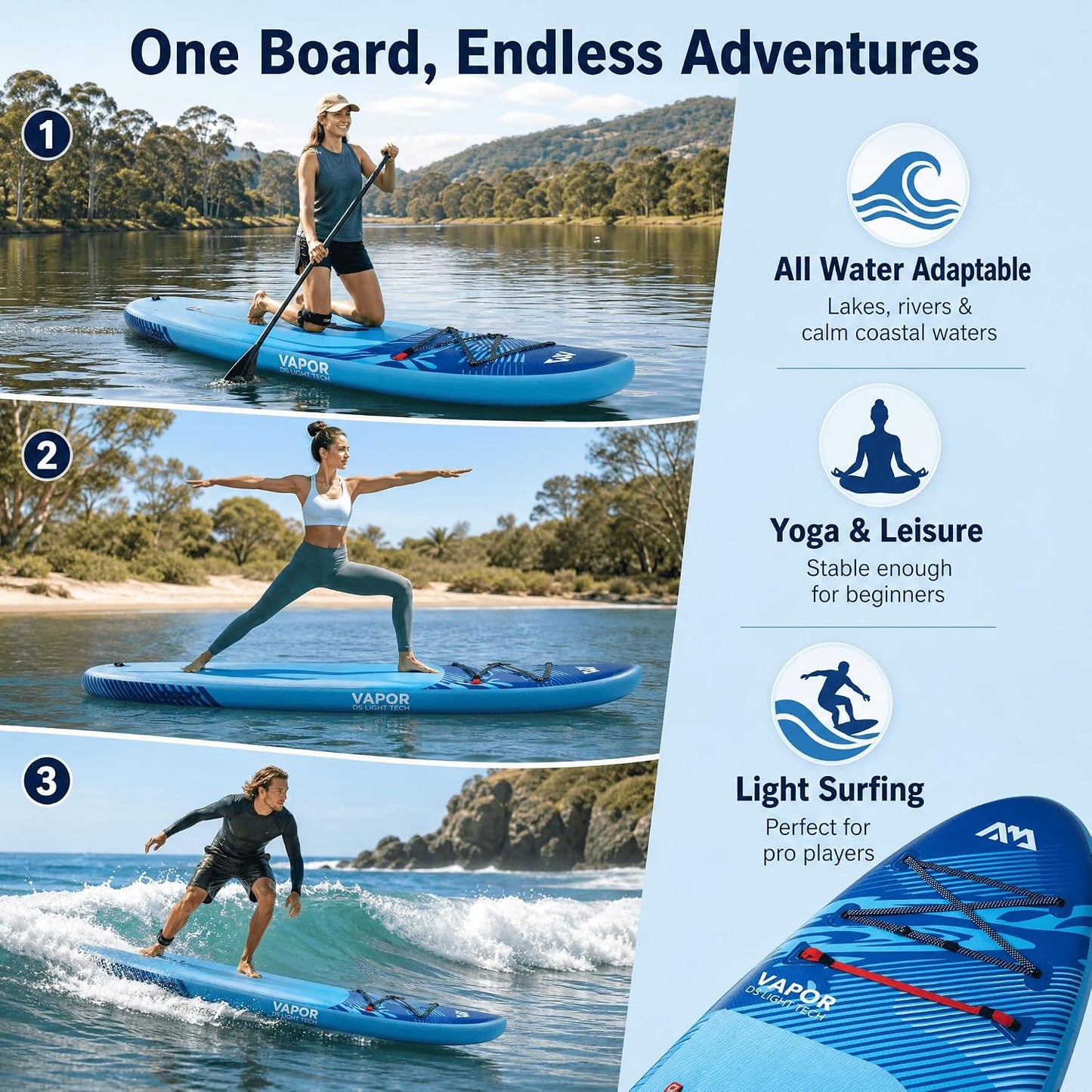 Inflatable Stand Up Paddle Board 3.15 m – Complete SUP Kit with Paddle, Fin & Leash
