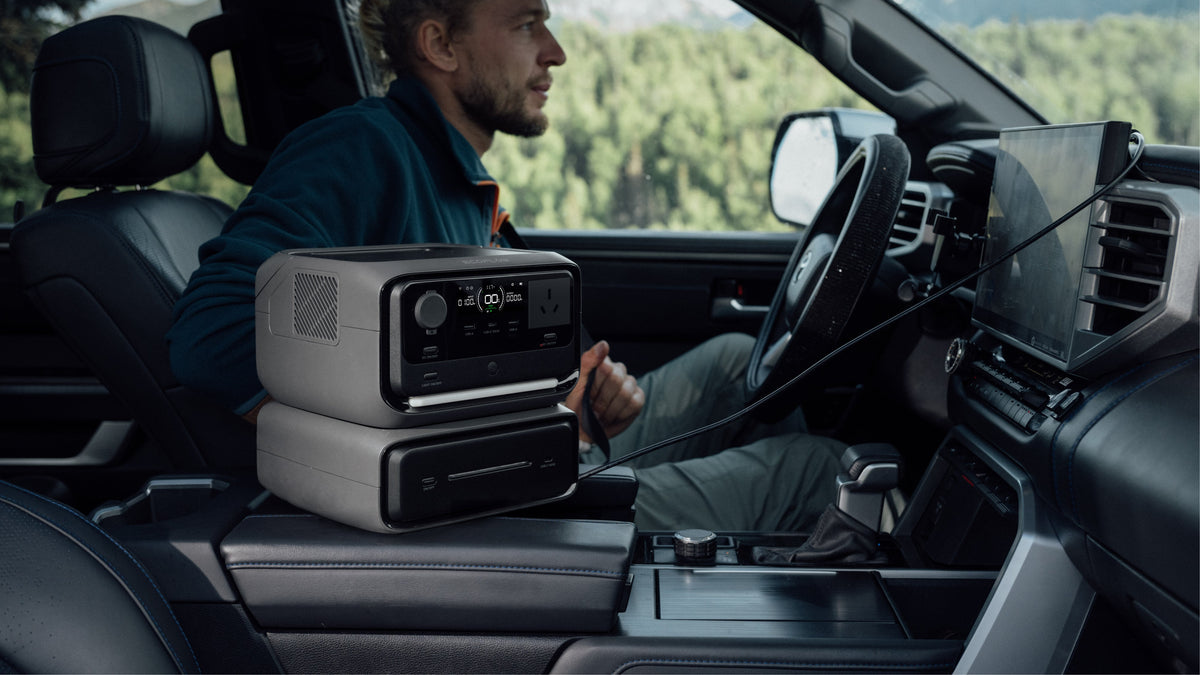 EcoFlow RIVER 3 Max powering devices in a vehicle