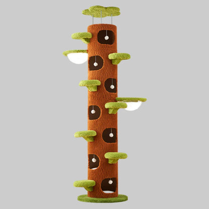 Plywood Tree Hollow Cat Tree Tower - Pet Comfort, Transparent Capsule, Sisal Board