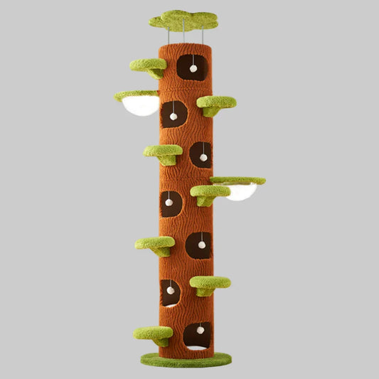 Plywood Tree Hollow Cat Tree Tower - Pet Comfort, Transparent Capsule, Sisal Board
