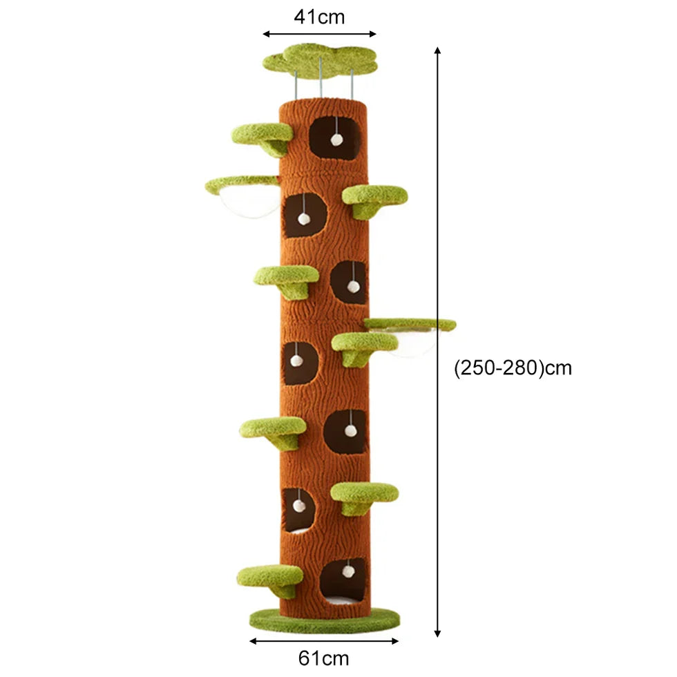 Plywood Tree Hollow Cat Tree Tower - Pet Comfort, Transparent Capsule, Sisal Board