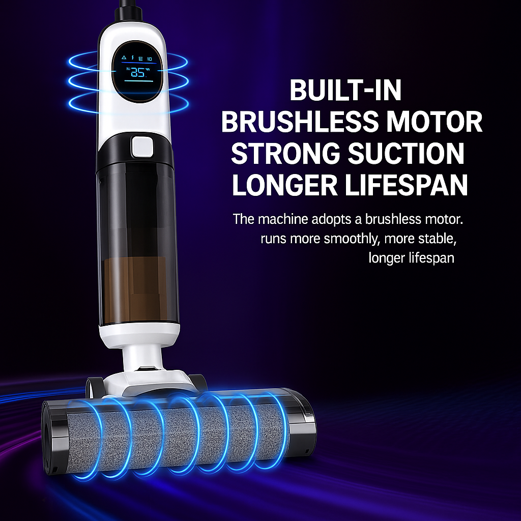 Cordless Wet Dry Vacuum Mop - Daily Use, Self-Cleaning System, Brushless Motor