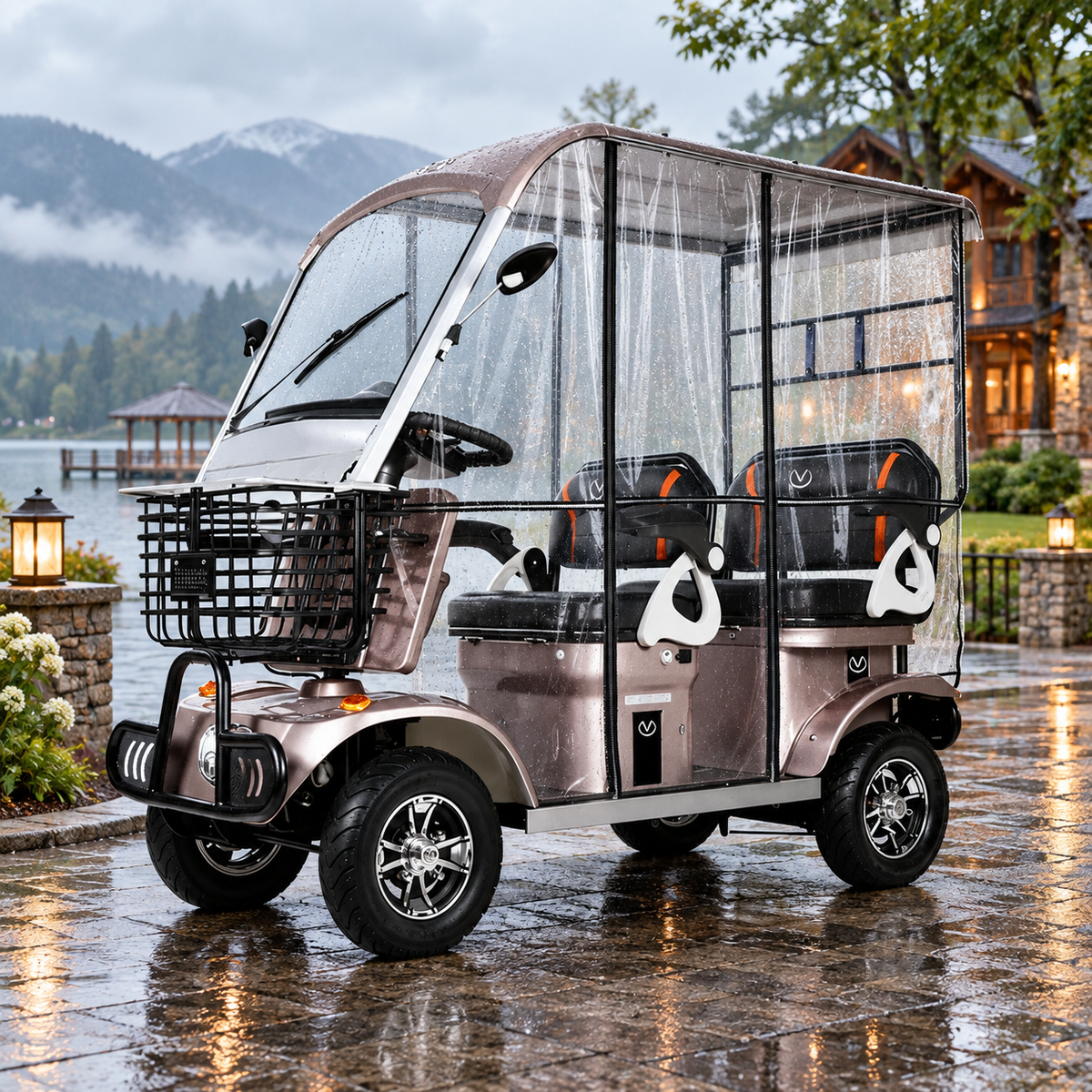 Hubsite Long-Range Mobility Aid Scooter with Rain Deflector - Elderly & Disability, 10km/h Footpath Legal, 30–35km Range – Coffee