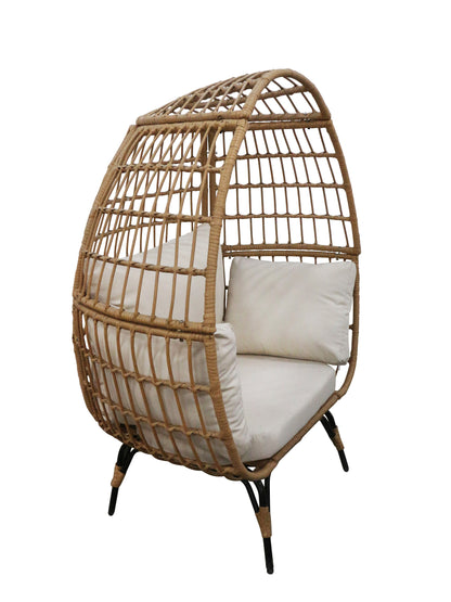 PE Rattan Egg Chair - Modern Living Room, 9-Part Steel Frame