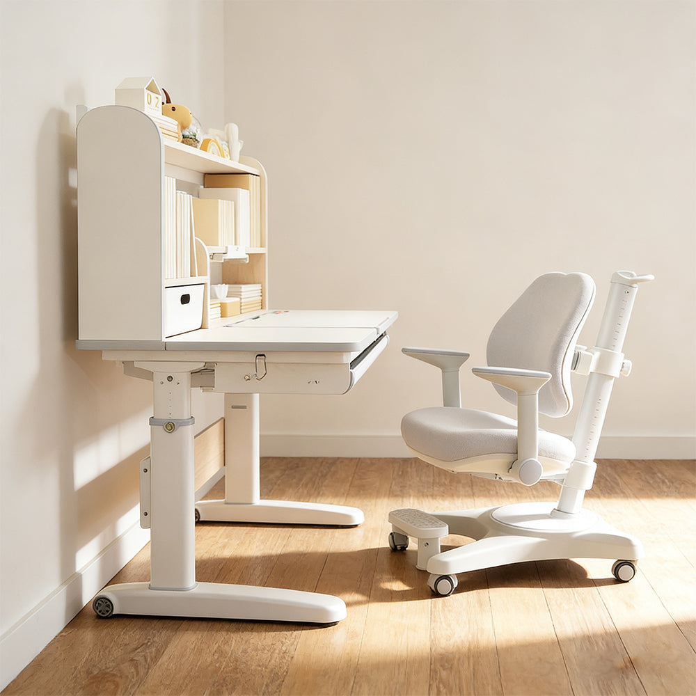 Kids desk storage compartments