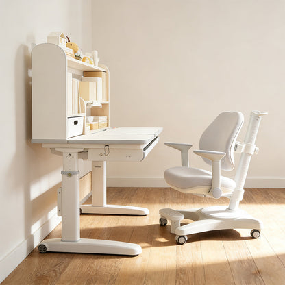 Kids desk storage compartments