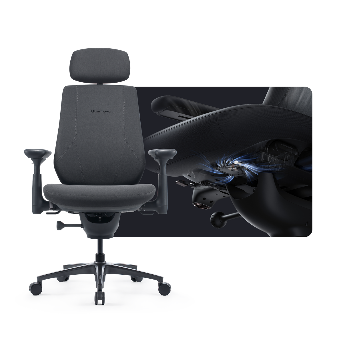 LiberNovo Maxis Airflow – Big & Tall Dynamic Ergonomic Chair – Graphite