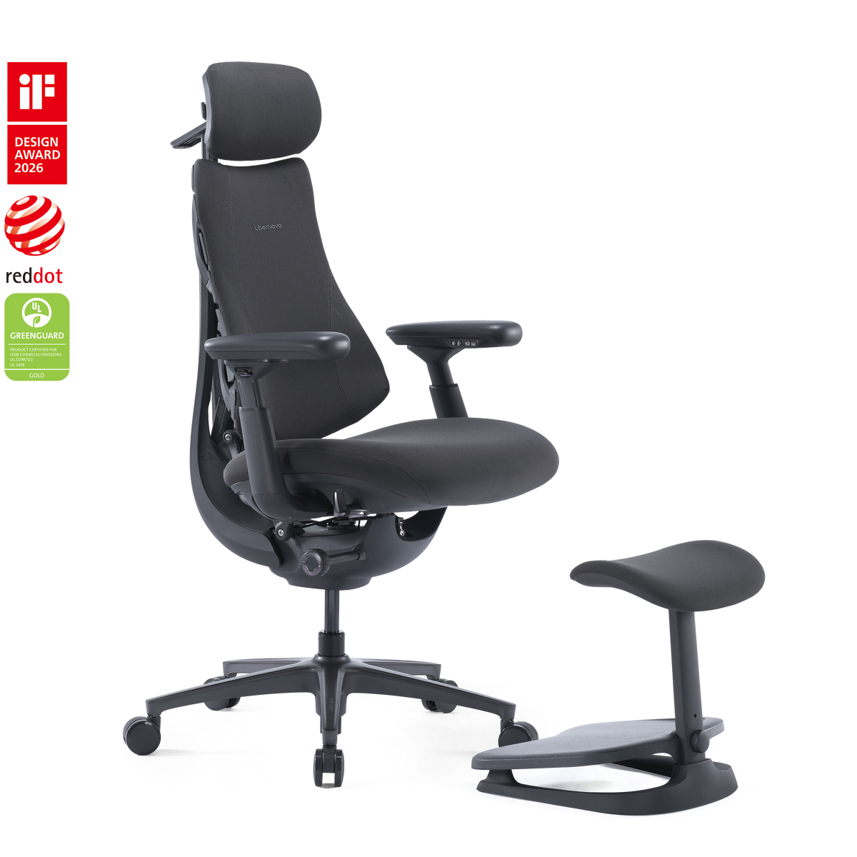 LiberNovo Omni Pro – Smart Dynamic Ergonomic Chair with Footrest – Graphite
