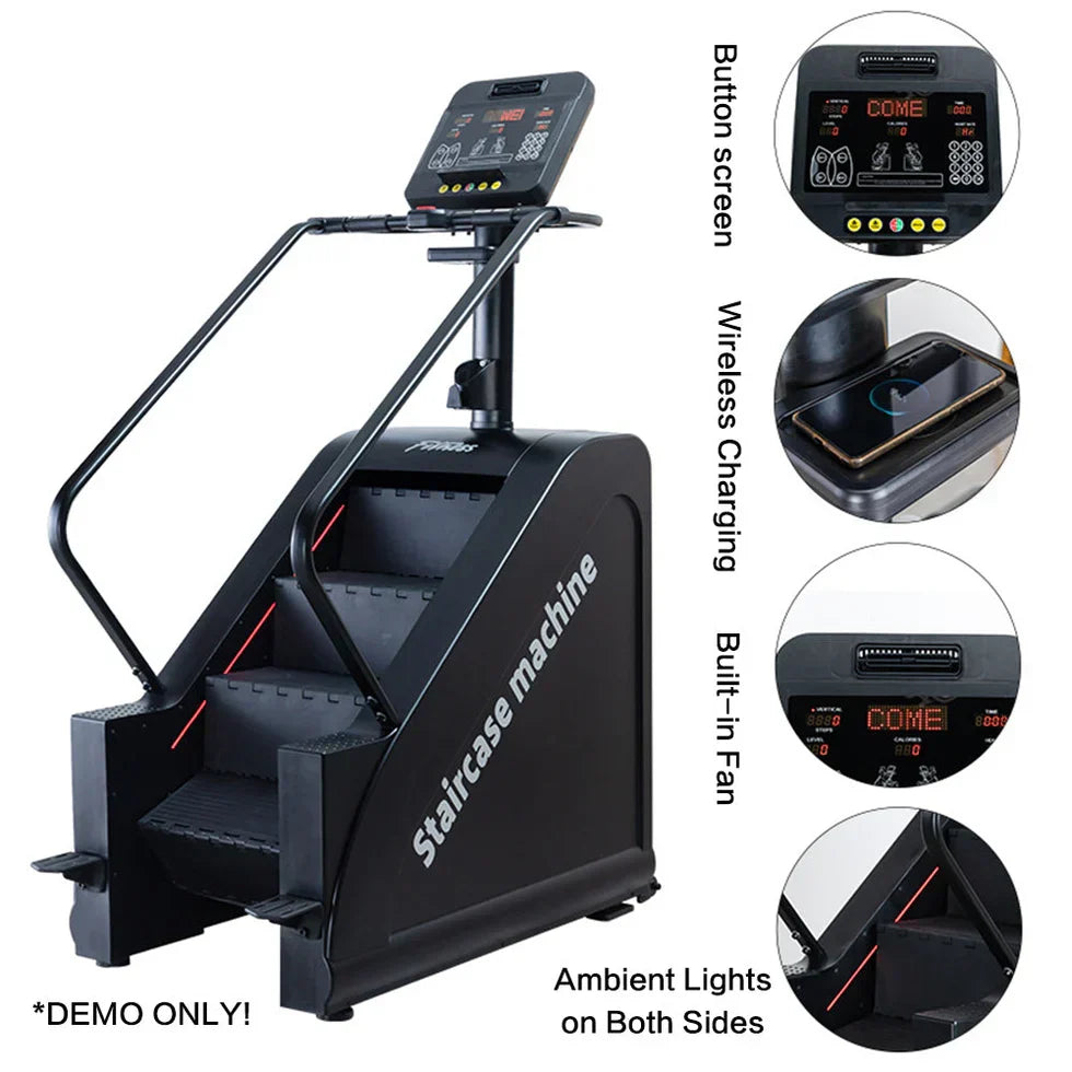 200W LED Screen Stepmill - Cardio Workout, Wireless Charging, Multi-Speed Fan