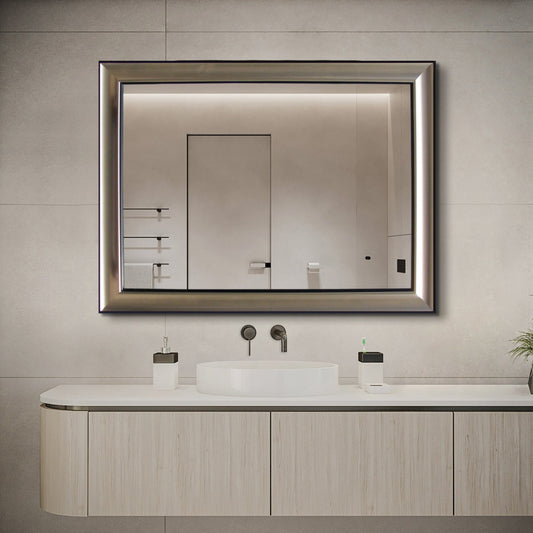 Modern Champagne Silver Frame Bathroom Mirror - FLM23