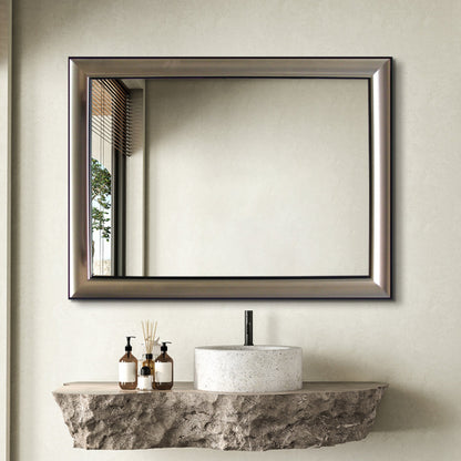 Modern Champagne Silver Frame Bathroom Mirror - FLM23