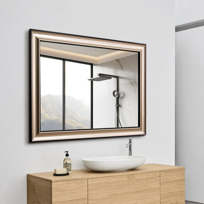 Modern Champagne Silver Frame Bathroom Mirror - FLM23