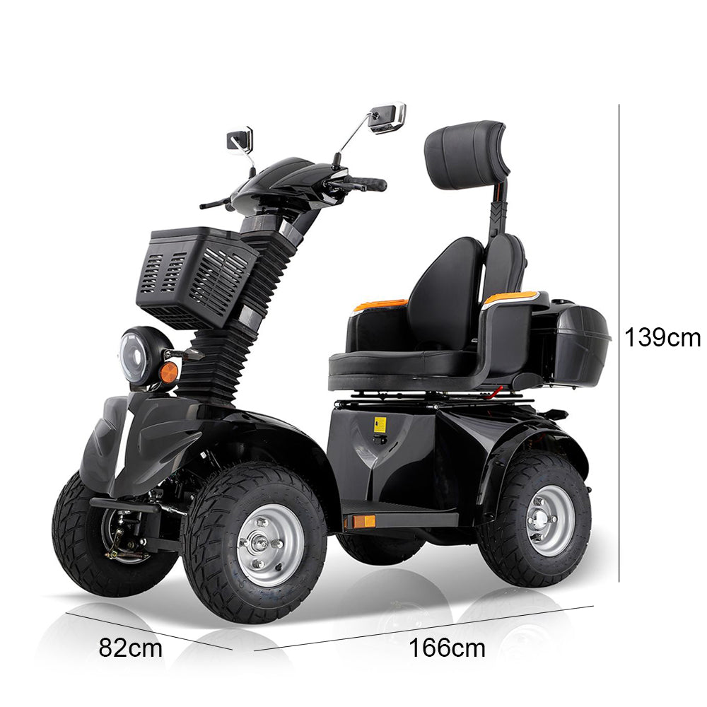 Livara DJD Adjustable Electric Mobility Scooter - 10km/h Public-Use Limit, 1000W, 60V 20Ah