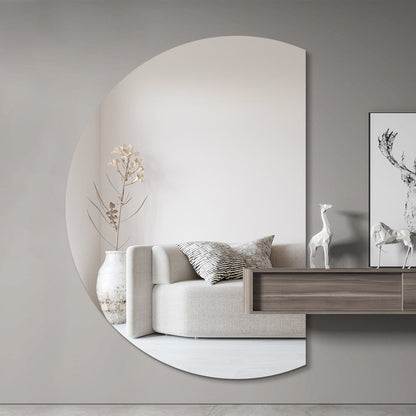 Half moon mirror in hallway