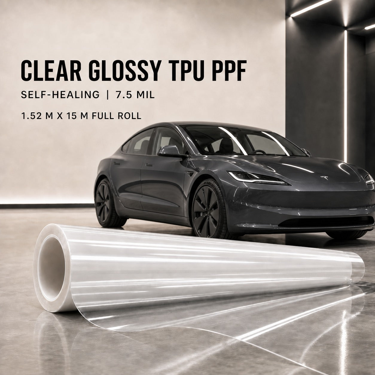 Clear Glossy TPU PPF Paint Protection Film - 1