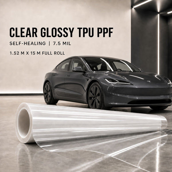 Clear Glossy TPU PPF Car Paint Protection Film – Self-Healing, 7.5mil, 1.52m x 15m Full Roll