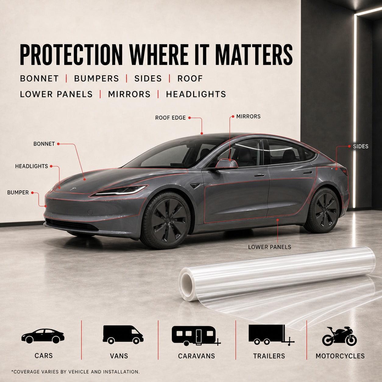 Clear Glossy TPU PPF Paint Protection Film - 8