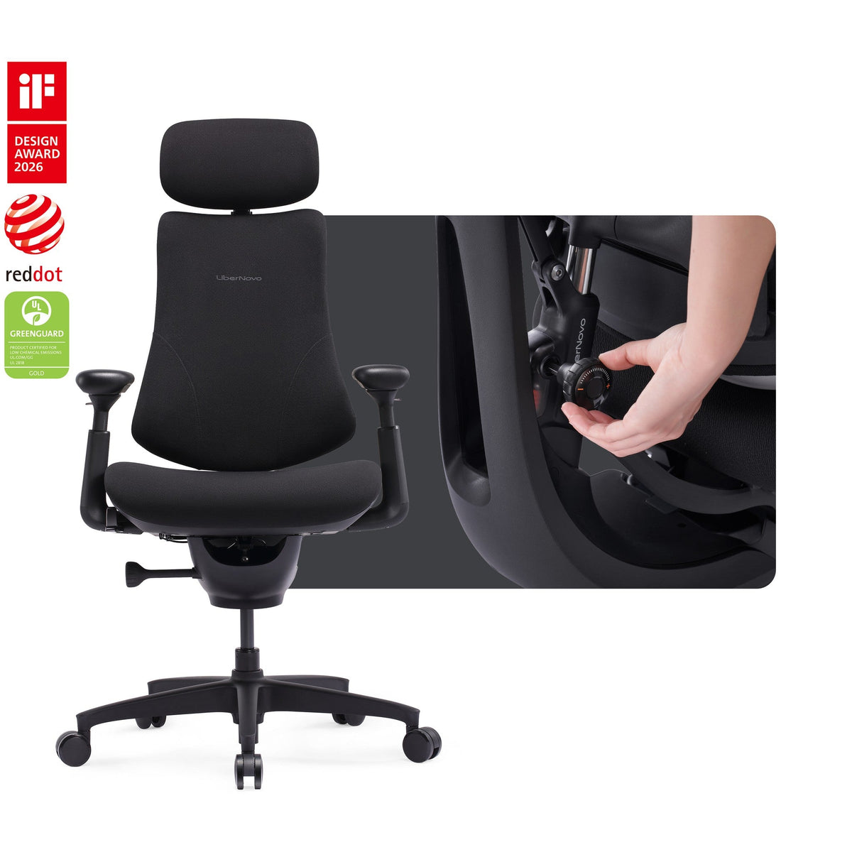 LiberNovo Omni SE – Dynamic Ergonomic Chair – Obsidian
